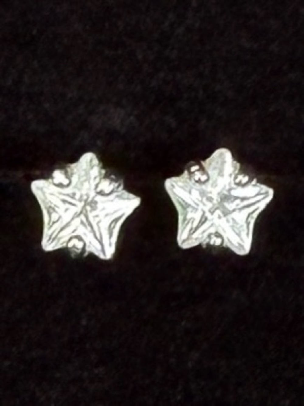 Silvertone raised star bling pierced post earrings